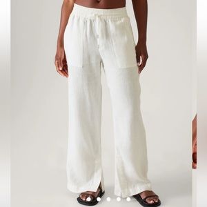 COPY - Athleta Retreat Wide Leg Linen Pant white calla lily color size 2